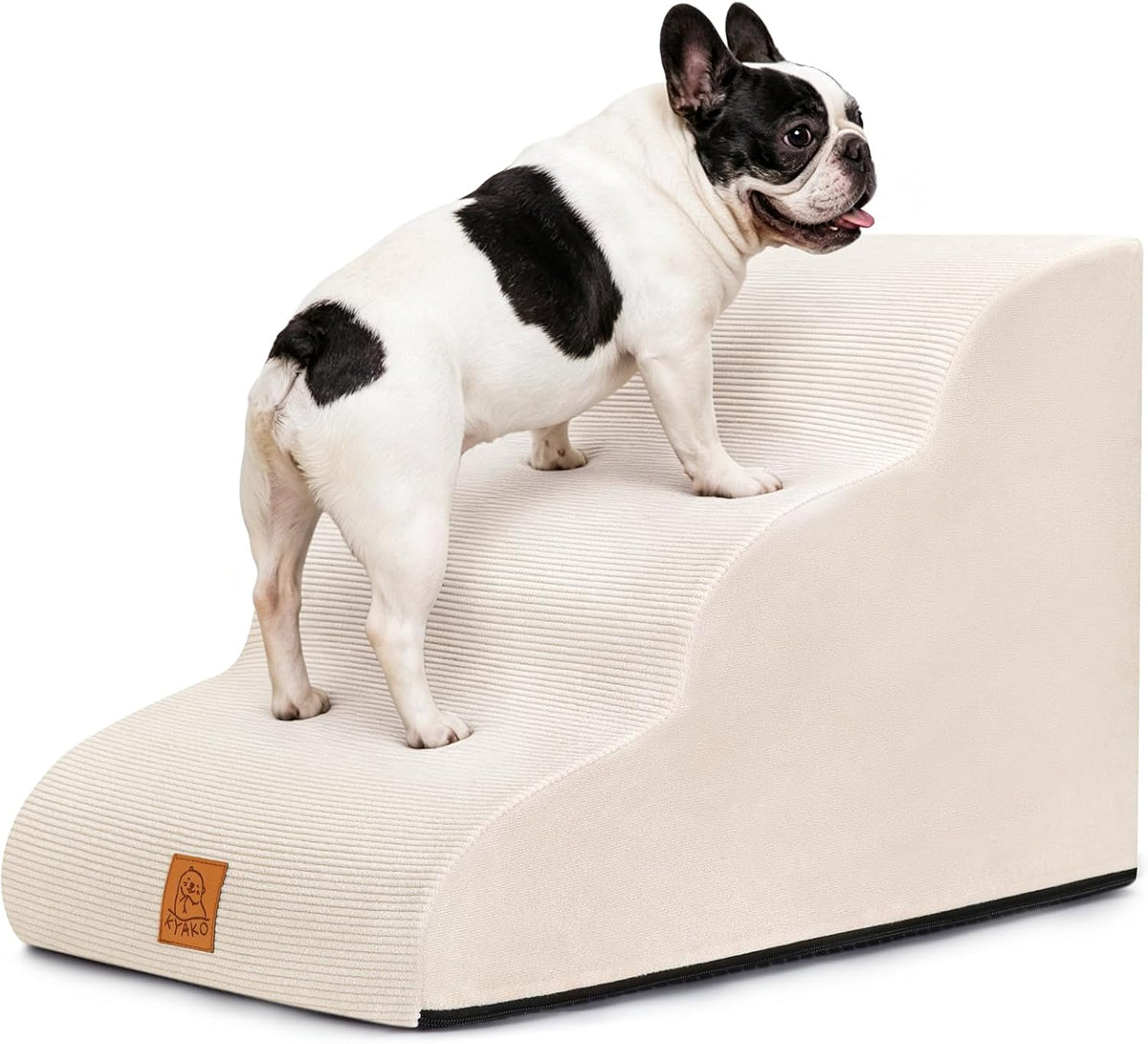 Dog Stairs for Small Dogs and Cats, 3-Step Dog Steps for Couch, 15.7" H KYAKO Easy Climbing Dog Ramp, Non-Slip Pet Stairs with Washable Cover & 35D High-Density Foam, Ideal for Senior & Puppies