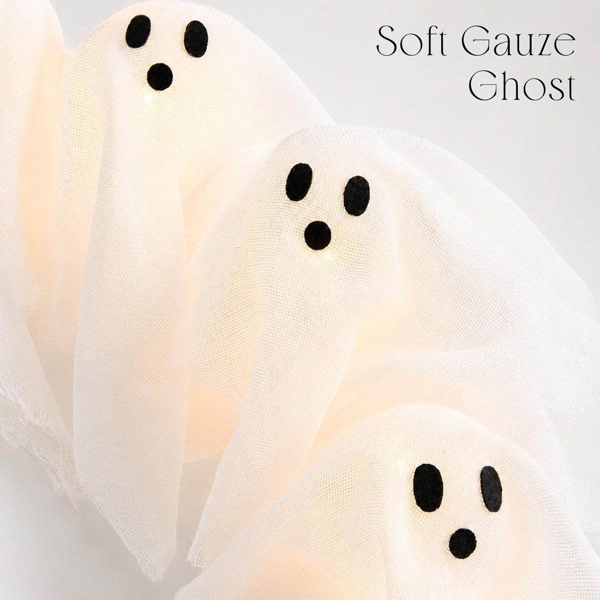 Halloween Decorations Outdoor - Cute Lit Ghost Wreath