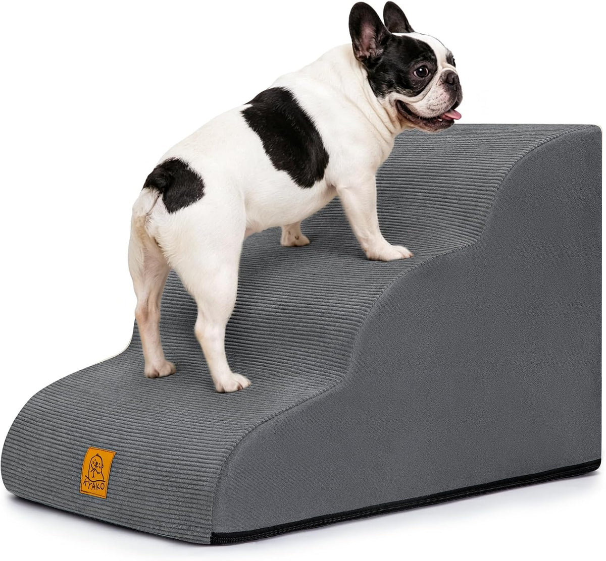Dog Stairs for Small Dogs and Cats, 3-Step Dog Steps for Couch, 15.7" H KYAKO Easy Climbing Dog Ramp, Non-Slip Pet Stairs with Washable Cover & 35D High-Density Foam, Ideal for Senior & Puppies
